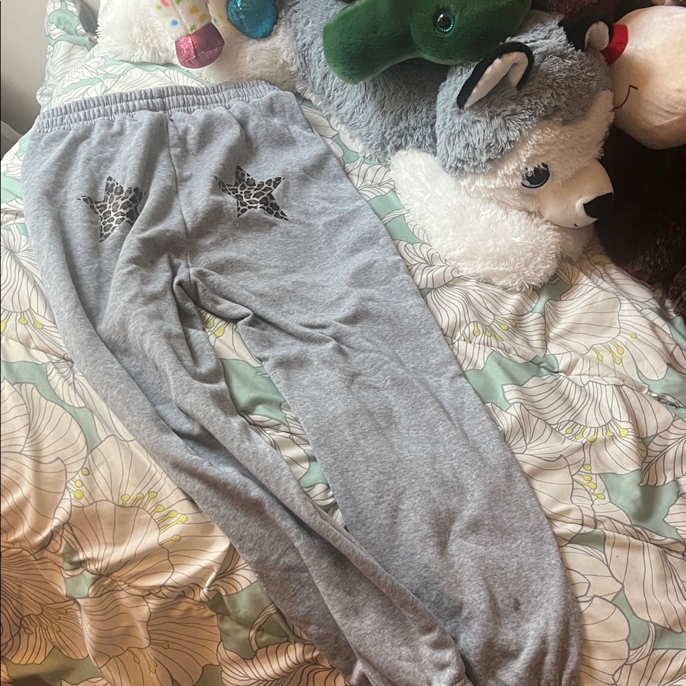 Gray Star Pattern Kids Joggers